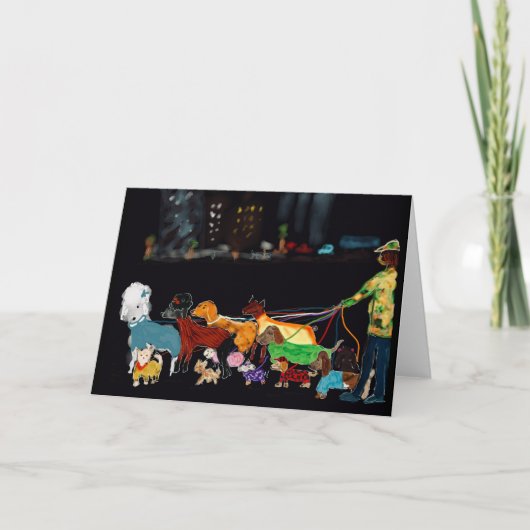 犬をコートに入れたニューヨークシティドッグウォーカー シーズンカード (正面)