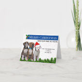 犬をテーマにしたクリスマスカード、退役軍人会 サンキューカード (正面)