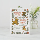 犬をテーマにしたクリスマスホリデーパーティー 招待状 (スタンド正面)