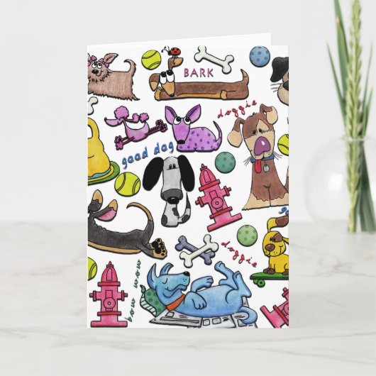 犬をテーマにしたコラージュ カード (正面)