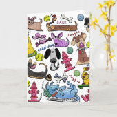 犬をテーマにしたコラージュ カード (黄色い花)