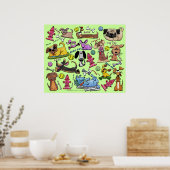 犬をテーマにしたコラージュ ポスター (キッチン)