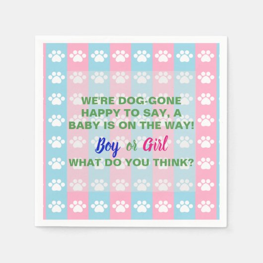 犬をテーマにしたジェンダーの表示パーティー スタンダードカクテルナプキン (正面)