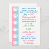 犬をテーマにしたジェンダーの表示パーティー 招待状 (正面/裏面)