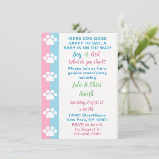 犬をテーマにしたジェンダーの表示パーティー 招待状 (スタンド正面)