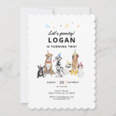 犬をテーマにしたパーティー 犬の誕生日パーティー 招待状 (正面)