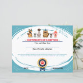 犬をテーマにした誕生日の子犬の養子縁組の証明書 (スタンド正面)
