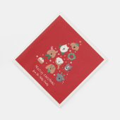 犬をテーマにした赤いクリスマス スタンダードランチョンナプキン (角)