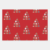犬をテーマにした赤いクリスマス ラッピングペーパーシート (正面3)