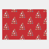 犬をテーマにした赤いクリスマス ラッピングペーパーシート (正面2)