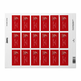 犬をテーマにした赤いクリスマス ラベル