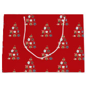 犬をテーマにした赤いクリスマス ラージペーパーバッグ (正面)