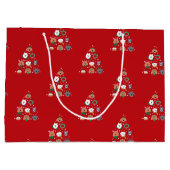 犬をテーマにした赤いクリスマス ラージペーパーバッグ (裏面)