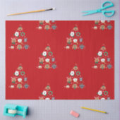 犬をテーマにした赤いクリスマス 薄葉紙 (クラフト)