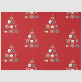 犬をテーマにした赤いクリスマス 薄葉紙