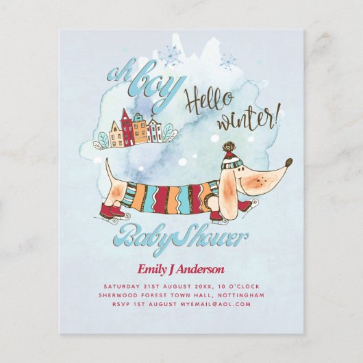 犬をテーマにした赤ちゃんシャワーDachshand冬のクリスマス (正面)