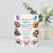 犬をテーマにした13歳の誕生日パーティー招待状 ポストカード (スタンド正面)