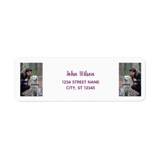 犬を使った写真のパーソナライズモダン差出人住所 ラベル (正面)