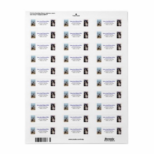 犬を使って写真を個人用に設定モダン差出人住所 ラベル (フルシート)