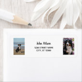 犬を使って2枚の写真をパーソナライズモダン差出人住所 ラベル (インサイチュ)