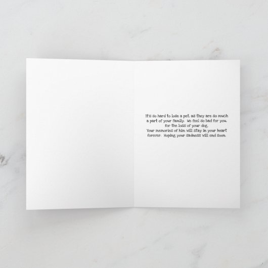 犬を失った時のお悔やみのカード カード (内部)