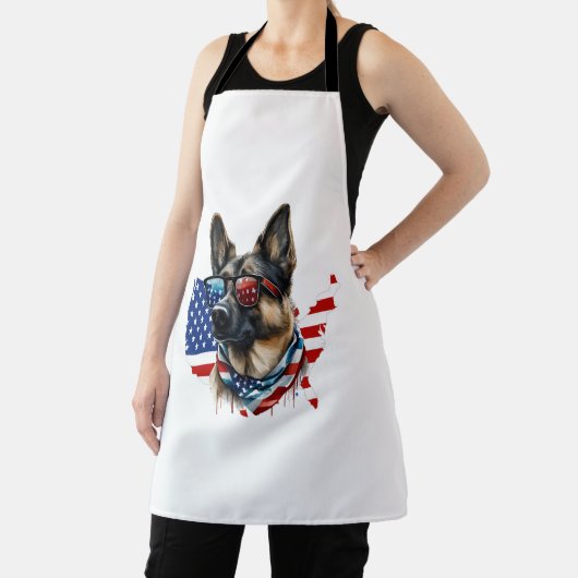 犬を愛するアメリカ国旗を持つドイツの羊飼い エプロン (インサイチュ)