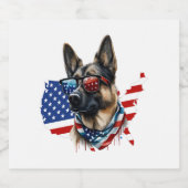 犬を愛するアメリカ国旗を持つドイツの羊飼い スパークリングワインラベル (シングルラベル)