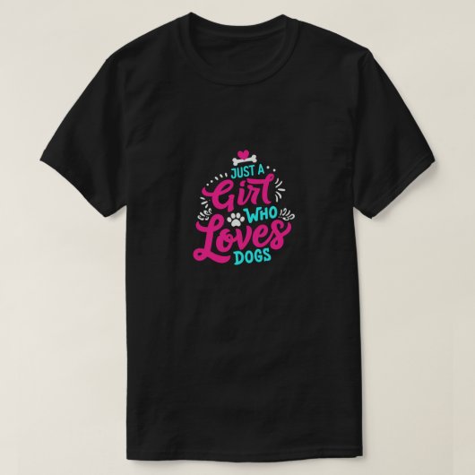 犬を愛する女の子グラフィック Tシャツ (デザイン正面)