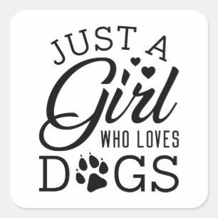 犬を愛する女の子 スクエアシール