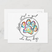 犬を愛する女の子 ポストカード (正面/裏面)