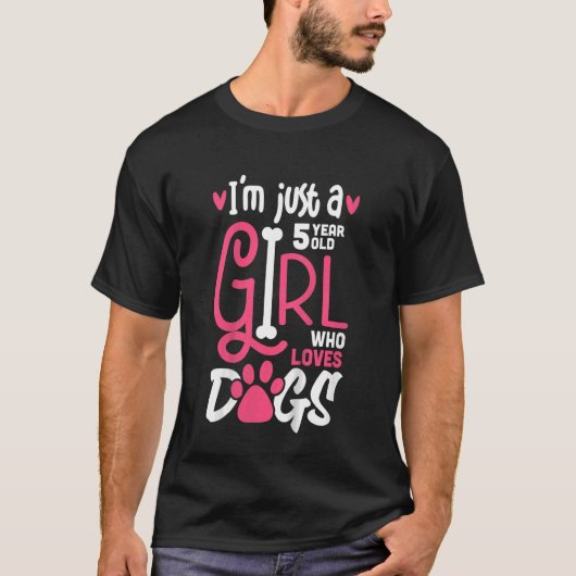 犬を愛する子供5歳の女の子子子子子犬の子供5t tシャツ (正面)