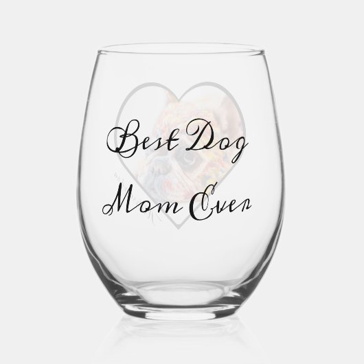 犬を愛する母のための贈り物パパ写真名 ステムなしワイングラス (裏面)
