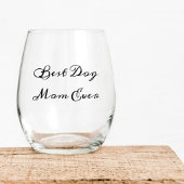 犬を愛する母のための贈り物パパ写真名 ステムなしワイングラス