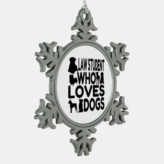 犬を愛する法律の学生 スノーフレークピューターオーナメント (左)