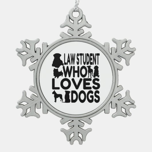 犬を愛する法律の学生 スノーフレークピューターオーナメント (正面)