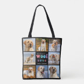 犬を持っていたWOOFカスタム8 Photo Collageレトロ トートバッグ (裏面)