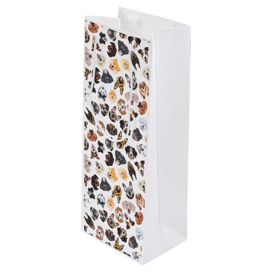 犬を持つ陽気なイラストレーション ワインギフトバッグ (正面アングル)