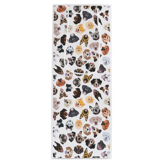 犬を持つ陽気なイラストレーション ワインギフトバッグ (正面)