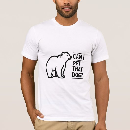 犬を撫でてもいいですか? おもしろくまのミーム Tシャツ (正面)
