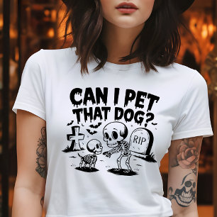 犬を撫でてもいいですか? おもしろスケルトン ゴシック ハロウィン トライブレンドＴシャツ