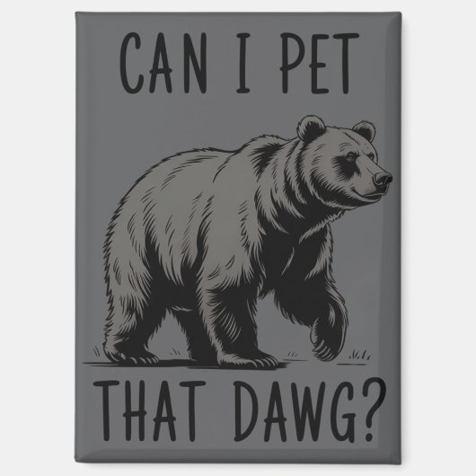 犬を撫でてもいいですか?クマの面白い犬のイラスト マグネット (正面)