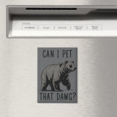 犬を撫でてもいいですか?クマの面白い犬のイラスト マグネット (インサイチュ (食洗機))