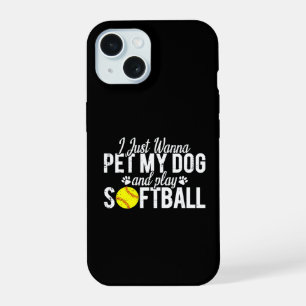 犬を撫でてソフトボールをしたいだけ iPhone 15ケース