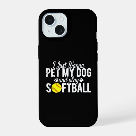 犬を撫でてソフトボールをしたいだけ iPhone 15ケース (裏面)