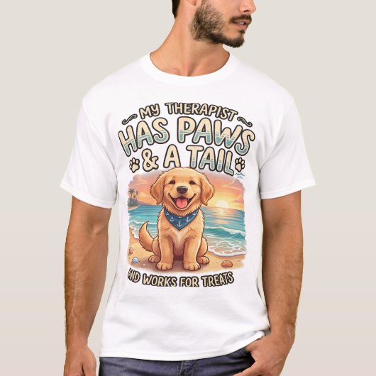 "犬を撫でるためだけに来た" Tシャツ (正面)