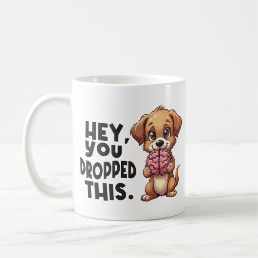 犬を落としたぞ 面白い脳ジョーク コーヒーマグカップ (左)