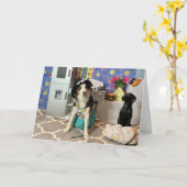 犬を被服にしたママへの誕生日カード カード (黄色い花)