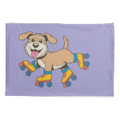 犬を見てロつるーラースケートをする犬 枕カバー (裏面)