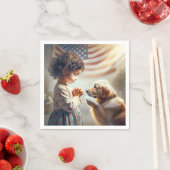 犬を連れたアメリカ祈の少女 スタンダードカクテルナプキン (インサイチュ)