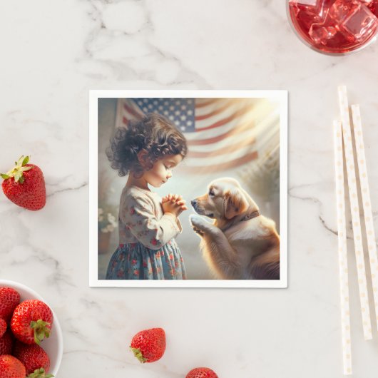 犬を連れたアメリカ祈の少女 スタンダードカクテルナプキン (インサイチュ)
